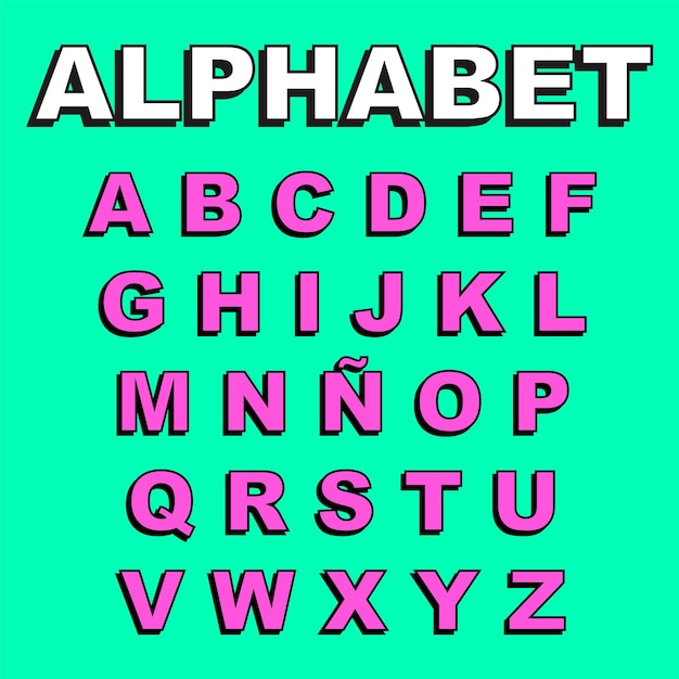 VECTOR SIMPLE PINK TEXT ALPHABET