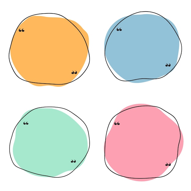 벡터 터 간단한 인용표 요소 템플릿 손으로 그린 텍스트 박스 세트