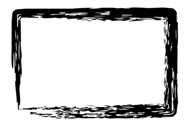 Vettore cornice rettangolare semplice vettoriale dal pastello nero su sfondo bianco