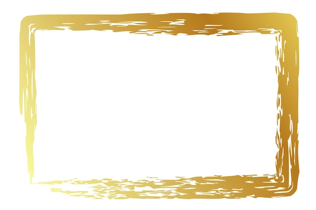 Vector simple rectangle frame from gold golden crayon at white background