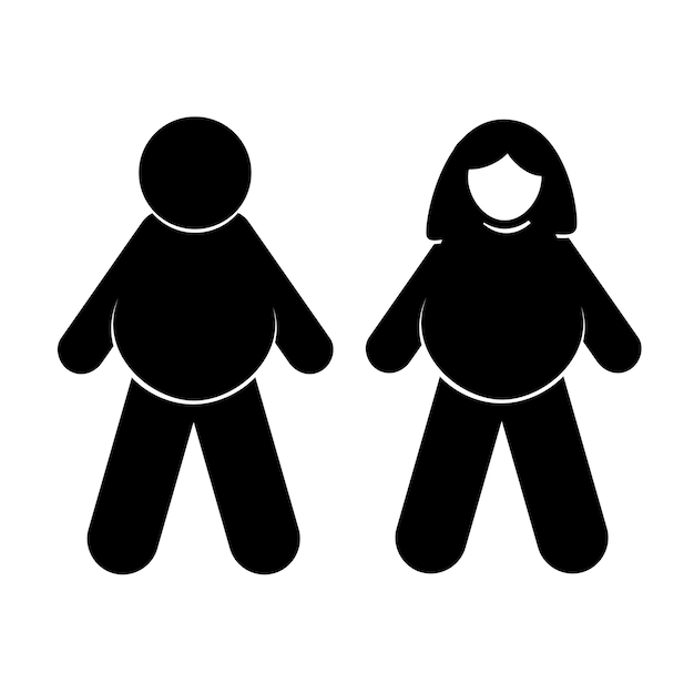 Vector simple set 2 obesity stickman man and woman