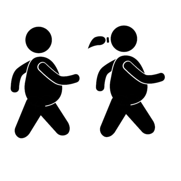 Векторный простой набор 2 ожирения ходьбы крупье мужчина и женщина