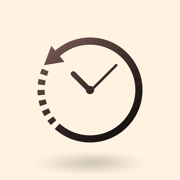 Vector Single Black Silhouette Icon Clock with Arrow Circling Around