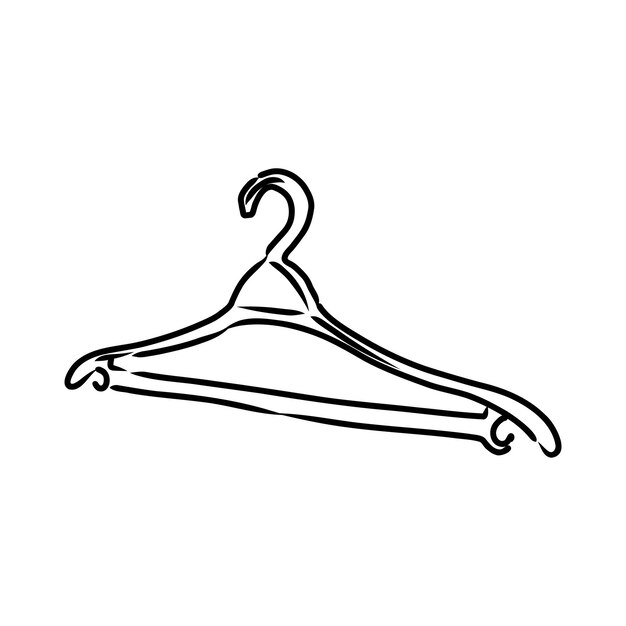 Vector Single Black Sketch Wardrobe Shoulder Hanger.