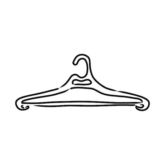 Vector Single Black Sketch Wardrobe Shoulder Hanger.