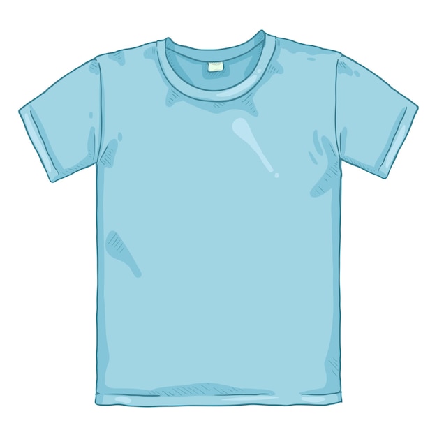 Векторная иллюстрация одной карикатуры на синюю футболку