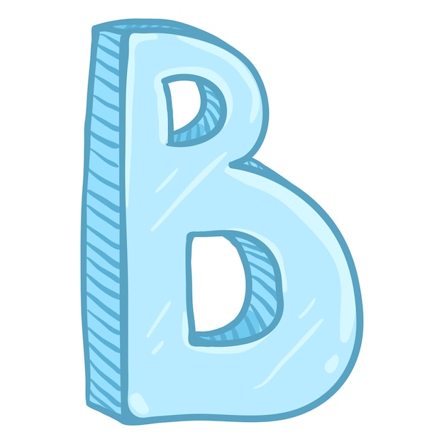 Vector Single Cartoon Illustration Ice Blue Letter B