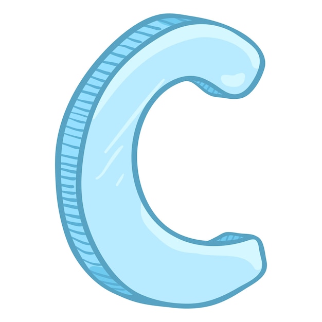 Векторная иллюстрация одного мультфильма Ice Blue Letter C