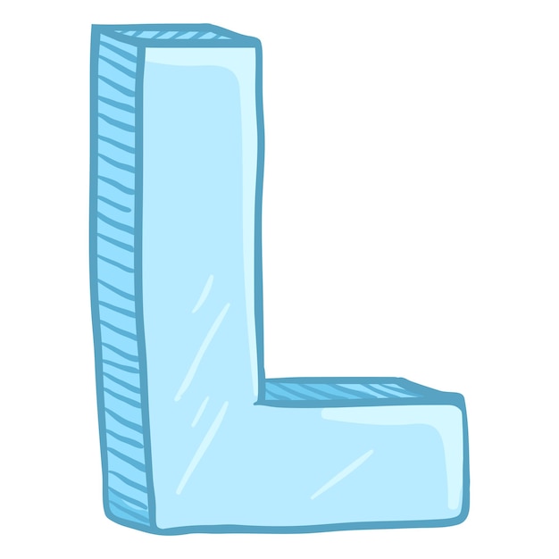 Vector Single Cartoon Illustration Ice Blue Letter L