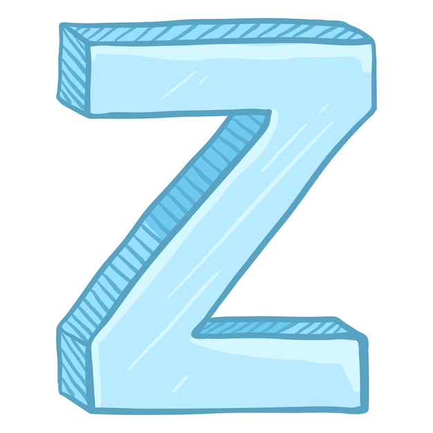 Векторная иллюстрация одного мультфильма Ice Blue Letter Z