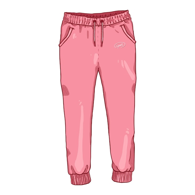 Vector vector single cartoon illustration pink training pants on white background