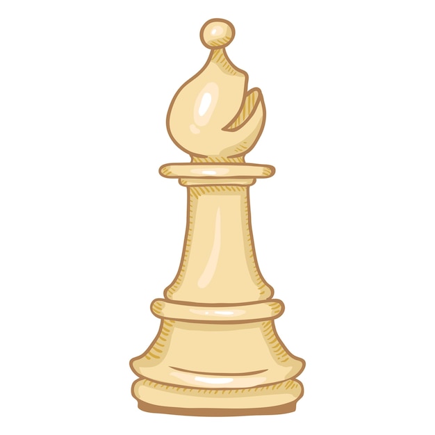 Vector Single Cartoon Illustration White Bishop Chess Figure