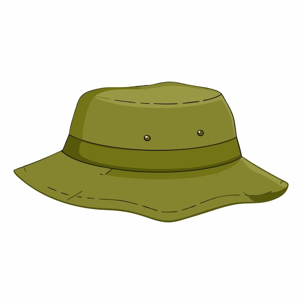 Vector vector single cartoon khaki bucket hat military style panama hat 16