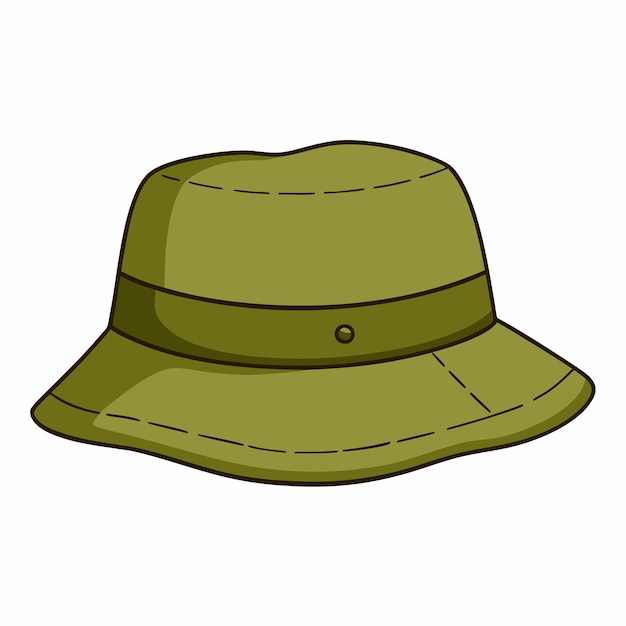 Vector vector single cartoon khaki bucket hat military style panama hat 20
