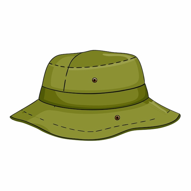 Vector vector single cartoon khaki bucket hat military style panama hat 21