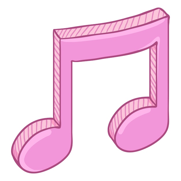 Vector single cartoon pink musical note icon