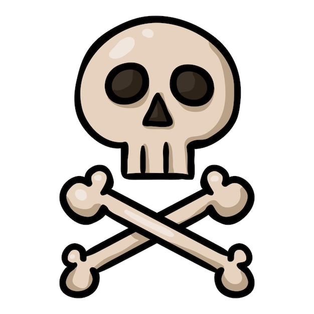 Vector vector single cartoon skull and crossbones doodle pirates symbol