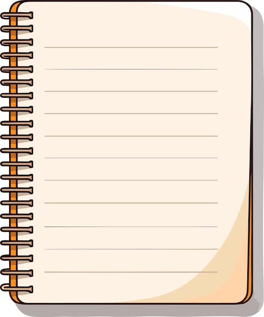 Vector single cartoon spiral notebook isolated on white background, vector illustration.