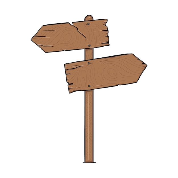 Vector single cartoon wooden signpost