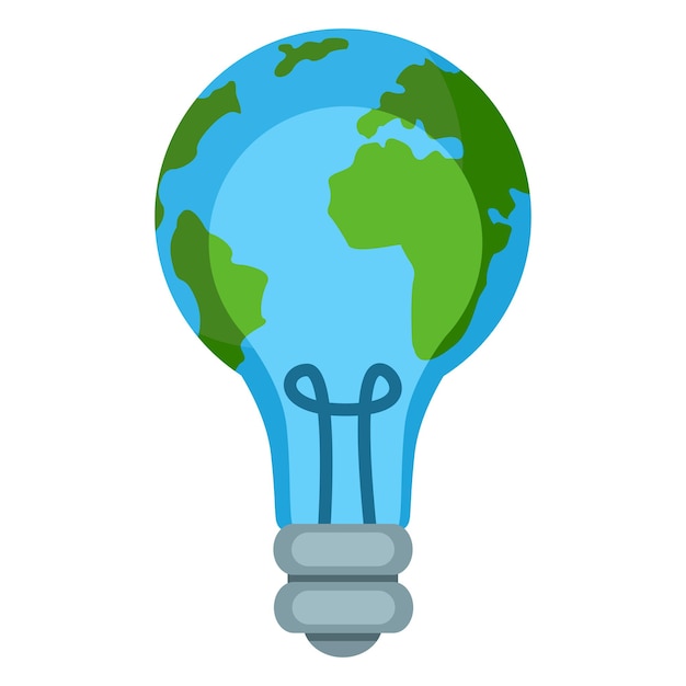 Vector Single Color Ecology Icon Globe in LightBulb