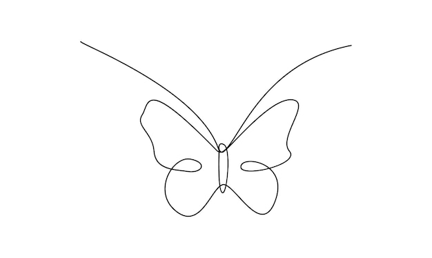 Vector single continuous line drawing of beautiful butterfly flying abstract for salon or spa