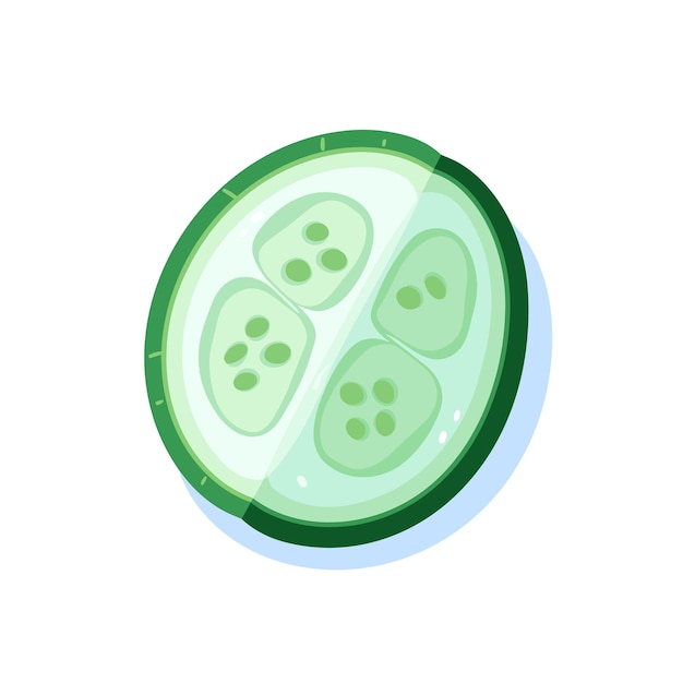 Vector vector of a single cucumber slice isolated on a white background