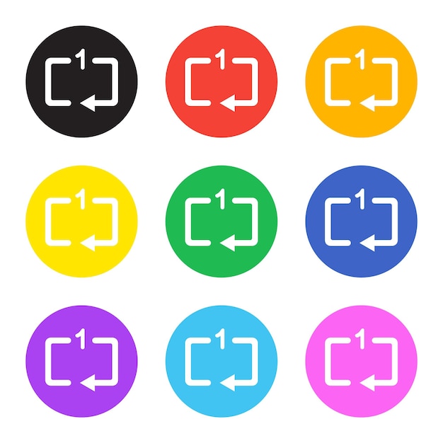 vector single loop icon button in multiple colours collection for media music player