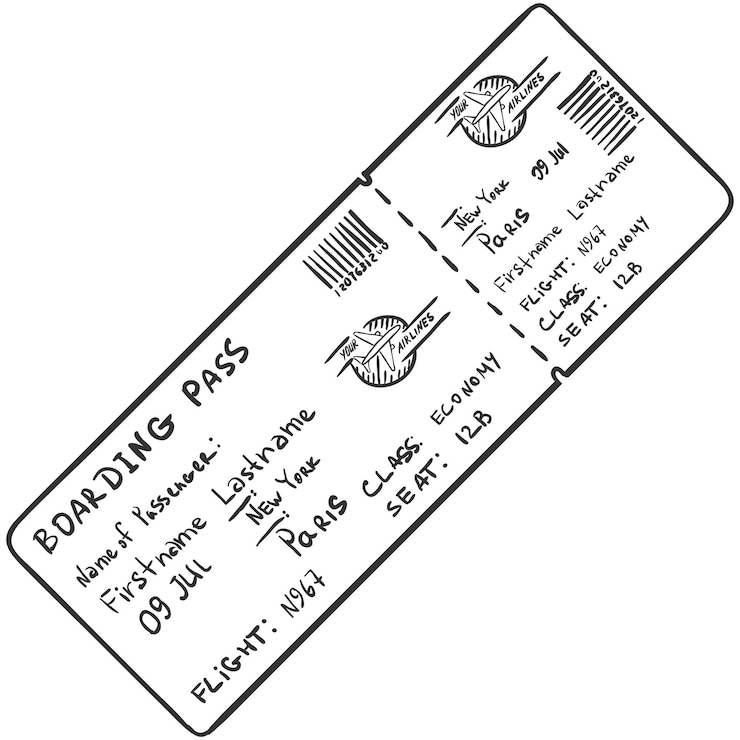 Vector vector single sketch avia ticket