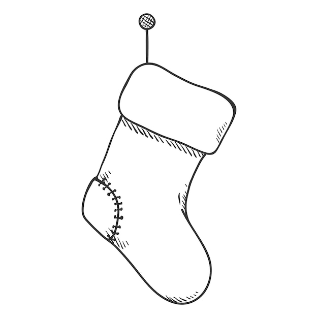 Vector Single Sketch Illustration Christmas Sock for Gifts