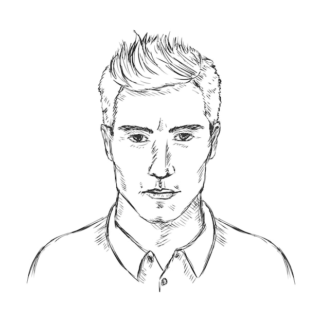 Vector vector single sketch male face men hairstyle