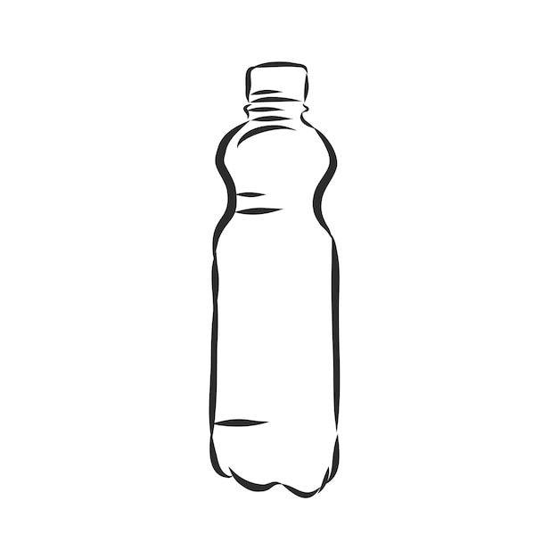 Vector Single Sketch Plastic Bottle of Water. plastic bottle, container, vector sketch illustration