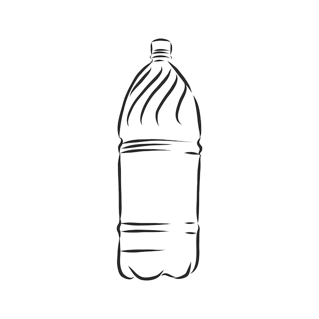 Vector Single Sketch Plastic Bottle of Water. plastic bottle, container, vector sketch illustration