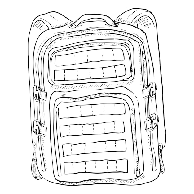 Vector Single Sketch Tactical Backpack Isolated Background