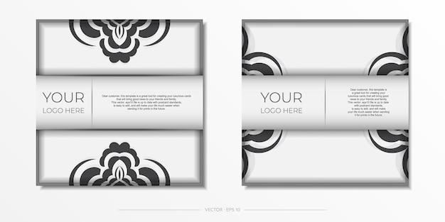 Vector sjabloon briefkaart Witte kleuren met Indiase patronen Printready uitnodiging ontwerp met mandala ornament