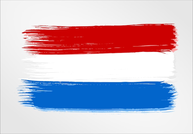Vector vector sjabloon illustratie nederland vlag europa land rood wit blauw penseel verf aquarel