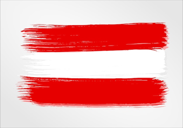 Vector sjabloon illustratie oostenrijk vlag centraal-europa land rood wit penseel verf aquarel