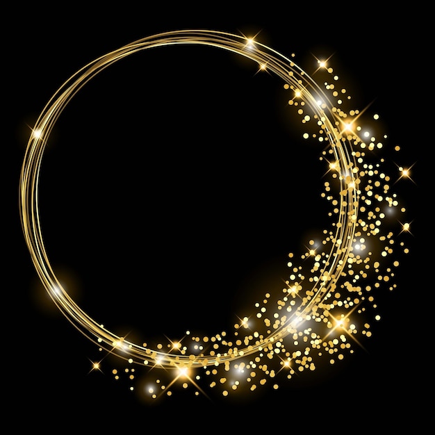 Vector sjabloon van glanzende gouden cirkel frame rond met glitter