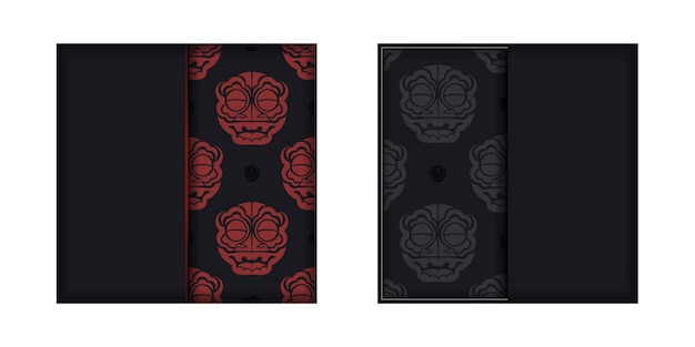 Vector sjabloon voor print ontwerp briefkaart zwarte kleuren met chinese draak patronen.