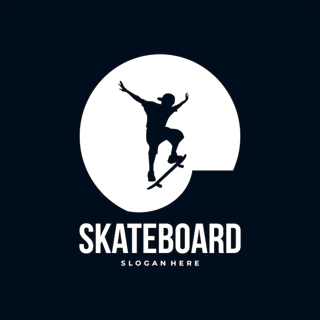 Vector skateboard skater jongen logo silhouet