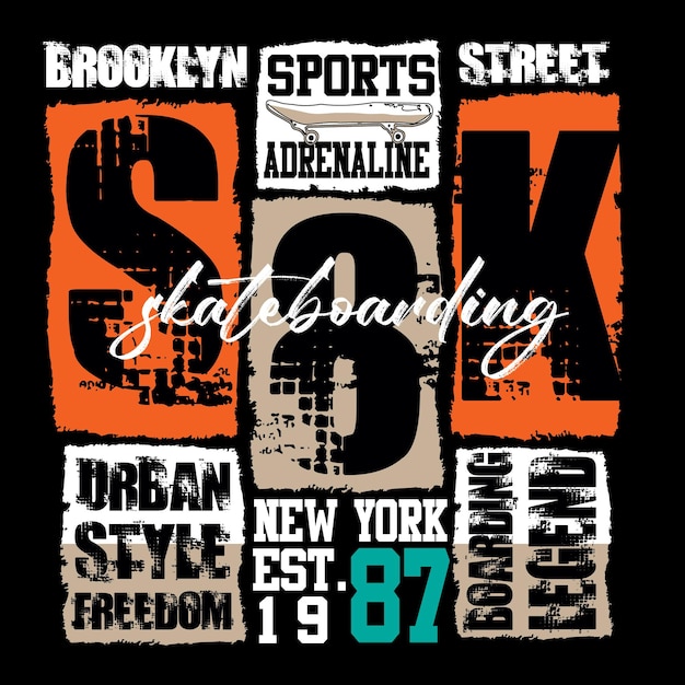 vector skateboarding letters t shirt design