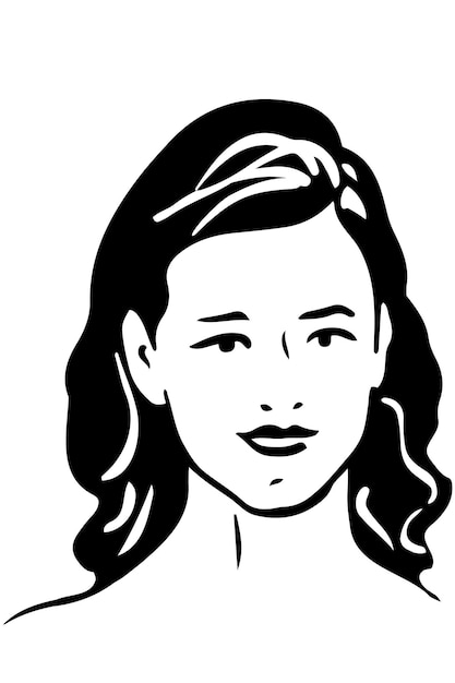Vector vector sketch of a beautiful girl with brunette hair