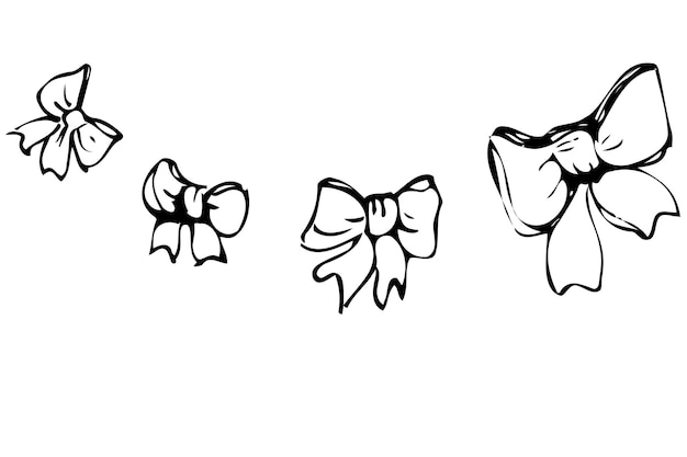 Vector sketch of a butterfly ribbon tied bow