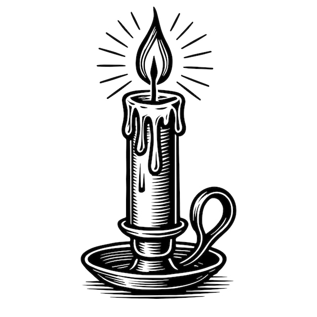 vector sketch of a candlestick in handdrawn ink style for tattoo or print eps 10