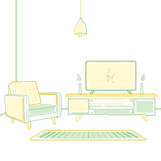 Vector sketch of colorful cinema room Free vector