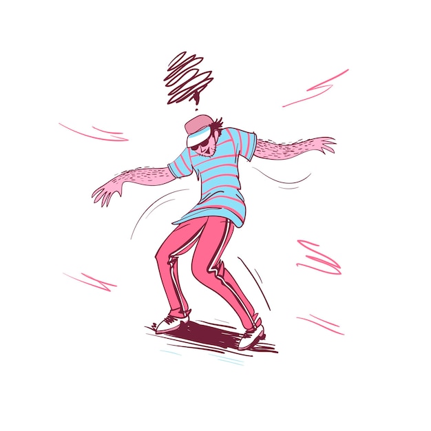 Vector vector sketch of a dancing guy