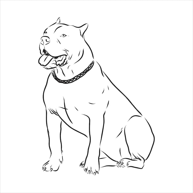 Vector vector sketch drawing pitbull barking pit bull terrier dog vector