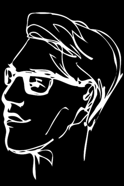 안경을 쓴 성인 남성의 얼굴의 벡터 스케치