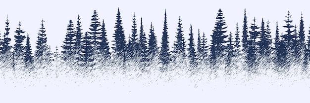 Векторный эскиз лесной имитации карандашного рисунка