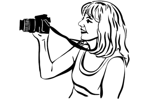 Vector vector sketch girl photographer photographing