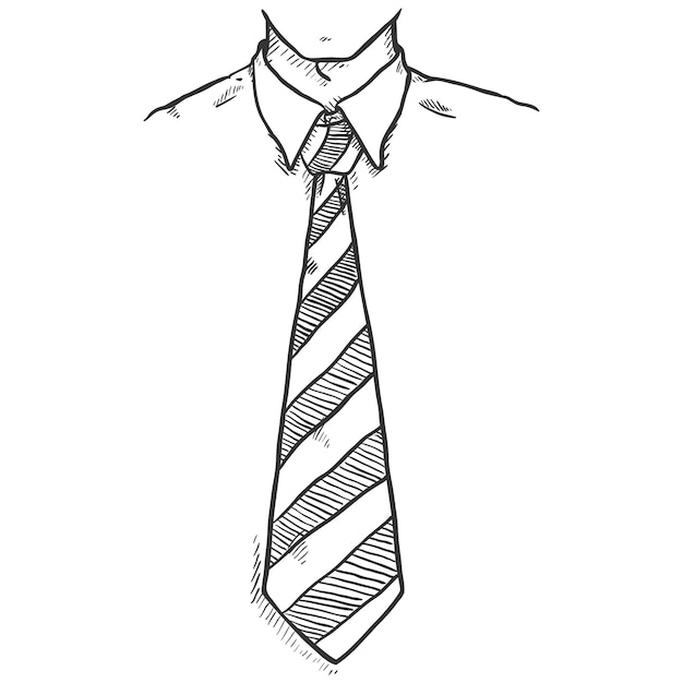 Vettore schizzo vettoriale illustrazione disegnata a mano impiegato di ufficio in camicia e cravatta vista frontale